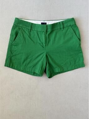 J Crew Green Chino Shorts Womens 6 Cotton Flat Front Casual Preppy Summer